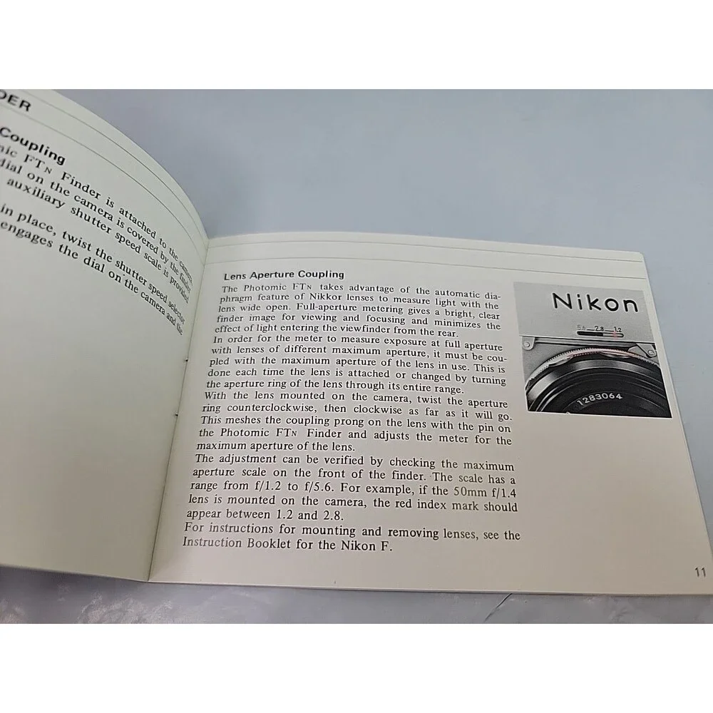 Vintage Nikon Photomic FTN Finder Instruction Manual Nippon Kogaku
